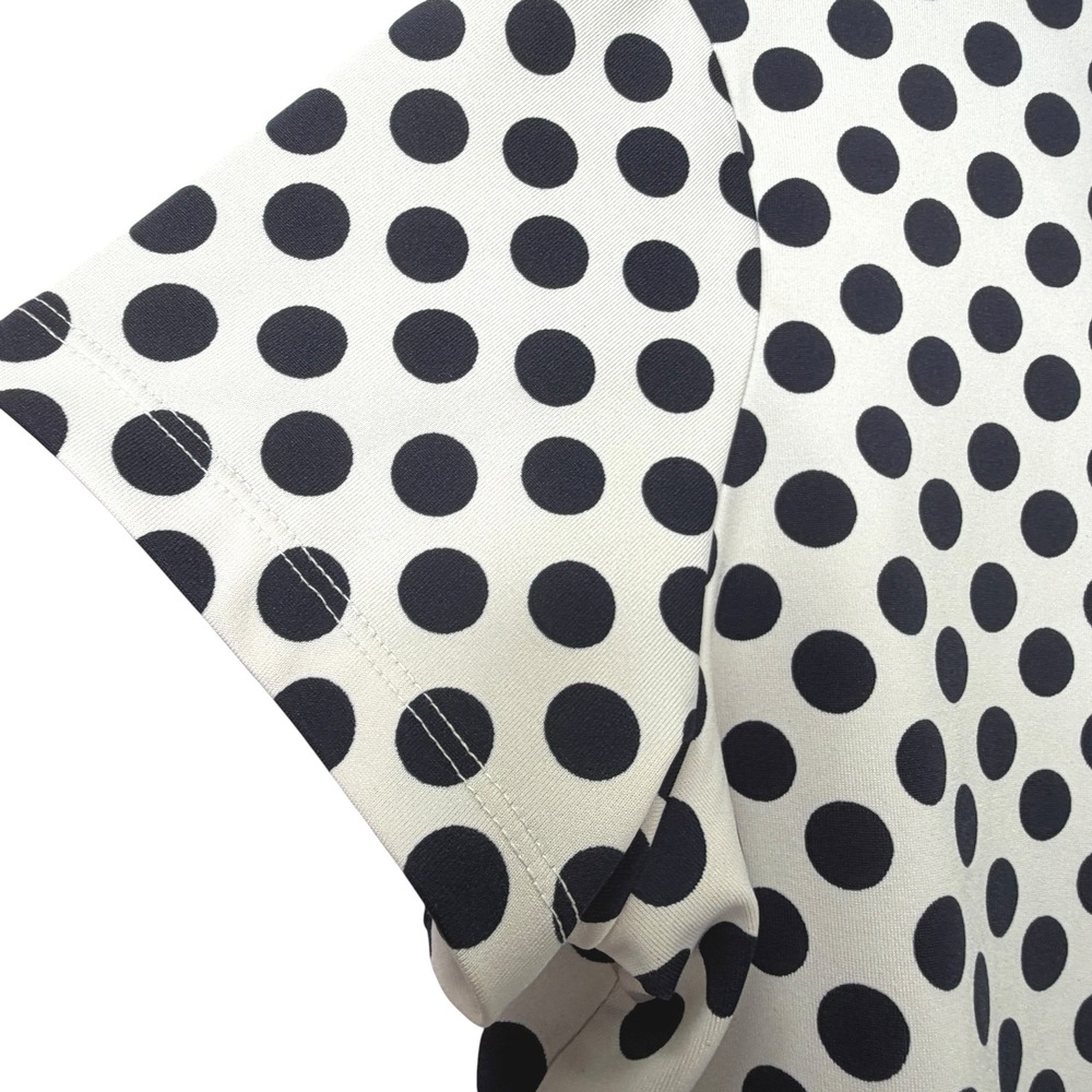 Jofit Polka Dot Performance Top L White Navy Blue Athletic Sport Short Sleeve - Picture 5 of 8